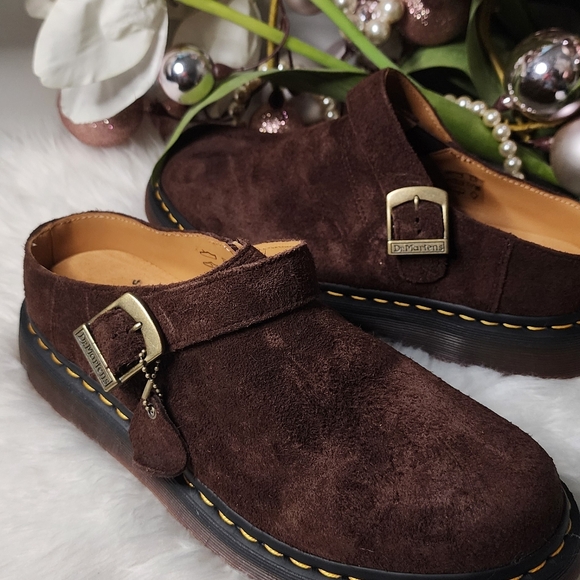 Dr Martens Isham Faux Shearling Suede Slingback mensMules New